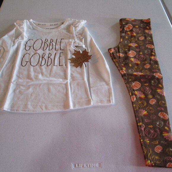 Little Girls Size 4 Rae Dunn GOBBLE outfit NWT - Picture 1 of 10